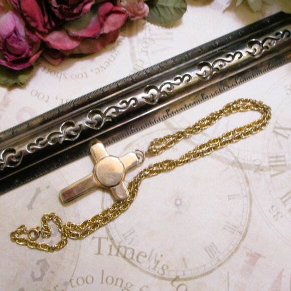 GOTHAM Gold Filled Swiss Cross Watch Necklace~ VINTAGE Mechanical Watch Necklace main image 5